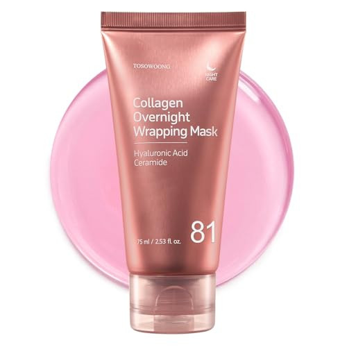 TOSOWOONG Collagen Overnight Wrapping Mask, 81% Collagen Peel Off Facial Mask for Firming Glass Glow Skin, 8 Hyaluronic Acids, Anti-Aging, Elasticity & Hydration, Korean Skincare, 75 ml / 2.53 fl. oz. | Amazon (US)