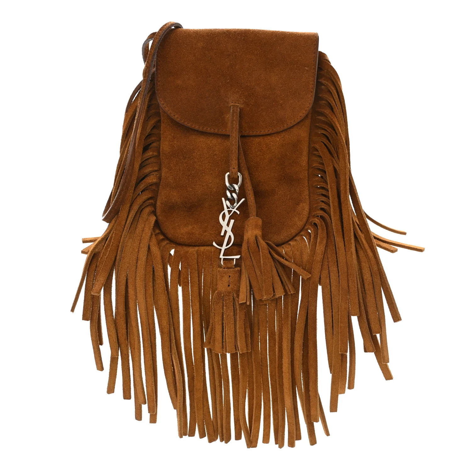 SAINT LAURENT Suede Fringe Toy Monogram Anita Crossbody Bag Light Ocre | FASHIONPHILE | Fashionphile