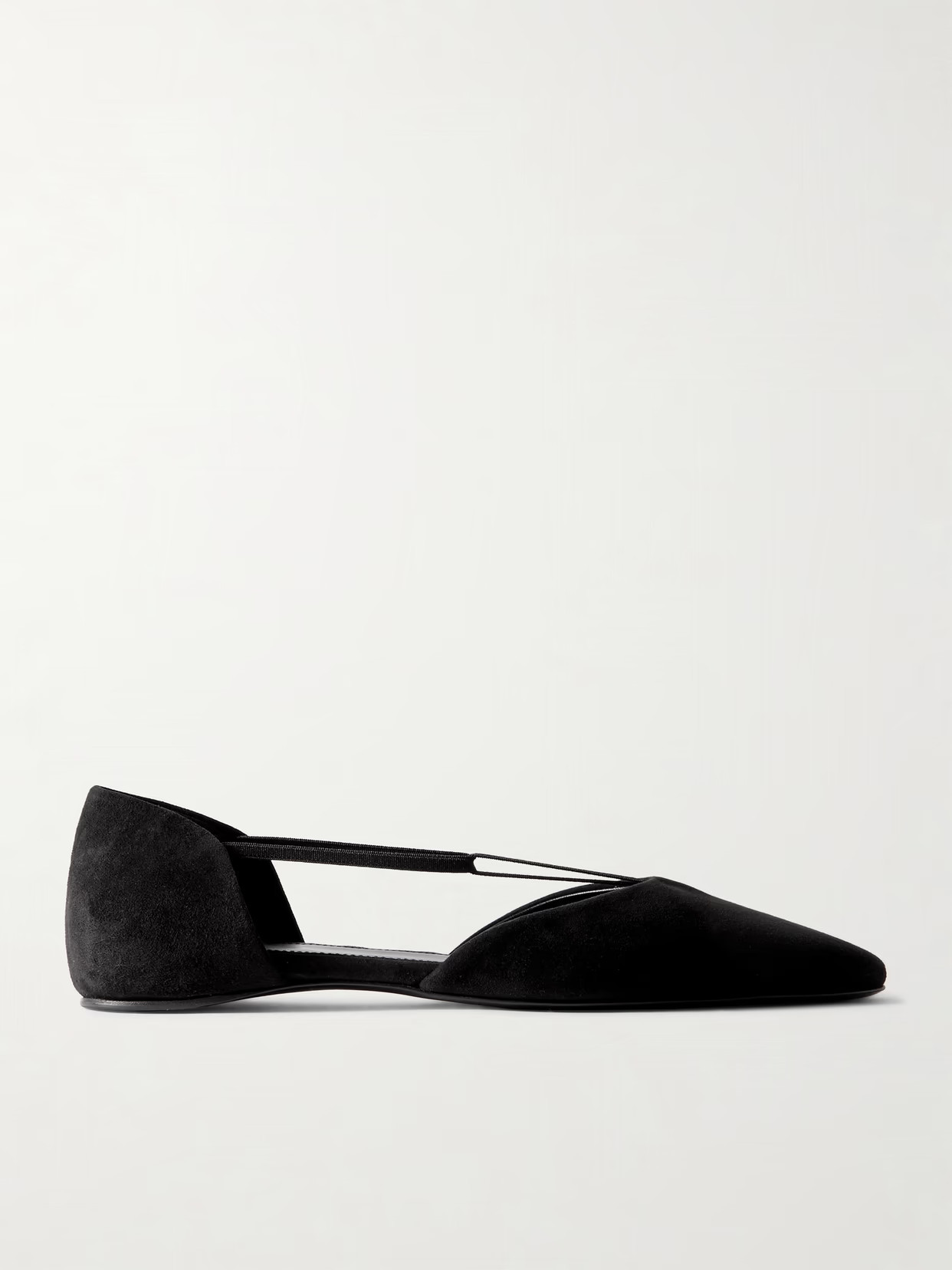 TOTEME - + Net Sustain The T-strap Suede Point-toe Flats - Black | NET-A-PORTER (US)
