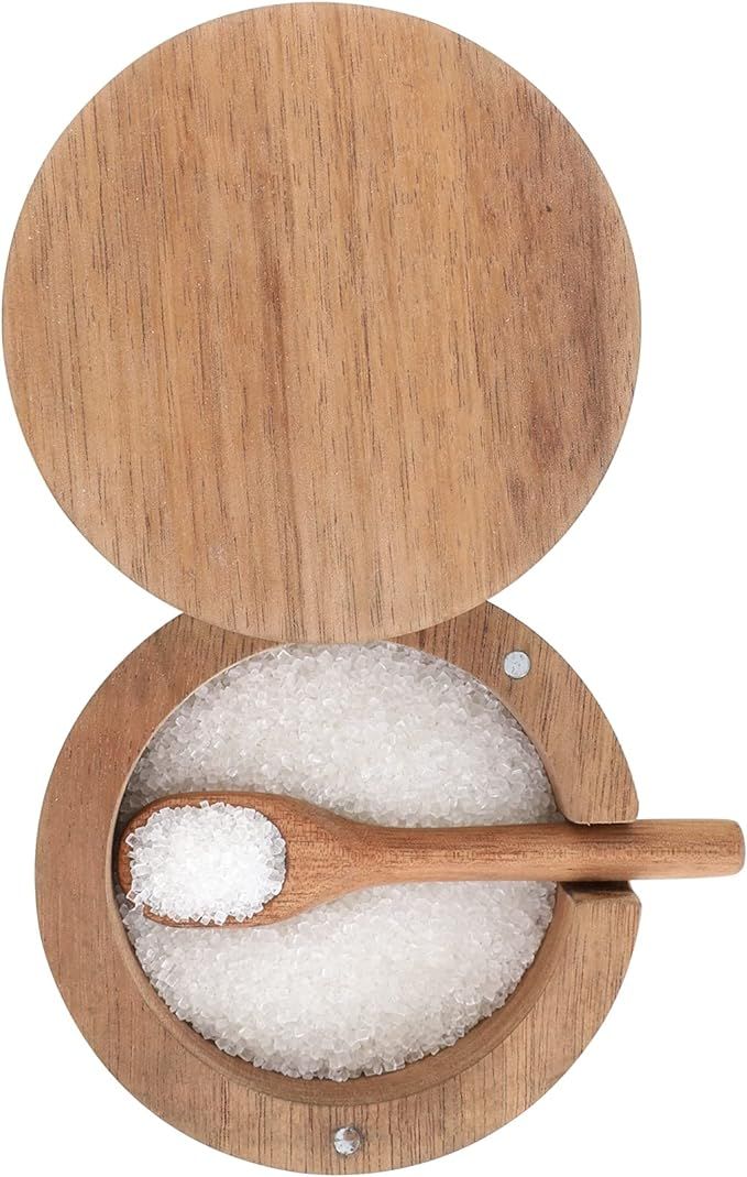 DGYLL Acacia Wood Salt Container with spoon Salt cellar Salt keeper Spice storage box Condiment p... | Amazon (US)