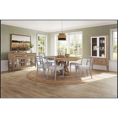 Round Expandable Dining Table With 4 Ladderback Chairs, Glass Door Server, And Display Case For Versatile Home Use | Wayfair North America