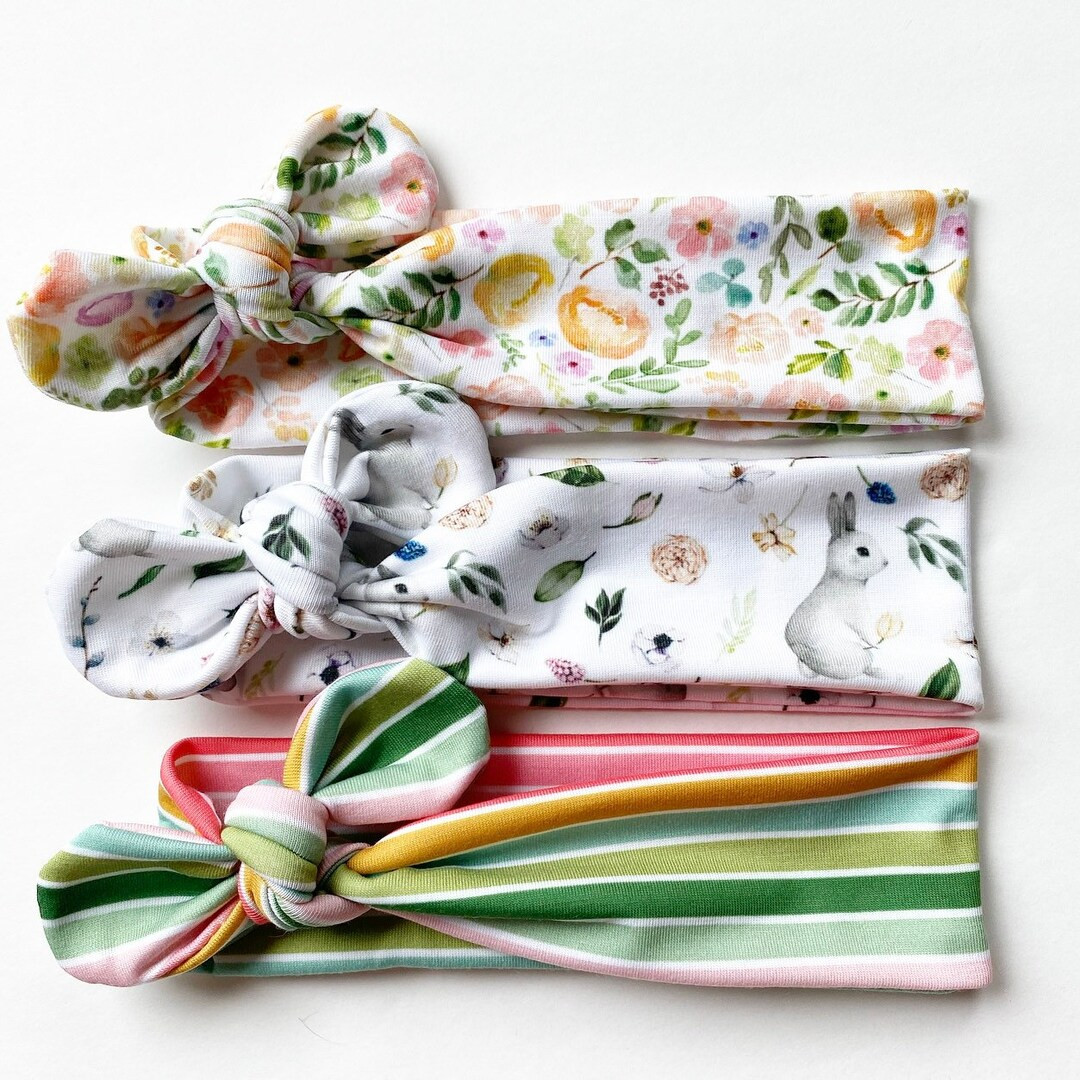 Easter Bunny Floral or Striped · Top Knot Headband / Adjustable Headband / Head Wrap / Infant He... | Etsy (US)