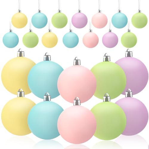 30 Pcs 2.36'' Pastel Christmas Tree Balls Ornaments Xmas Tree Shatterproof Decorations Pink Blue ... | Amazon (US)