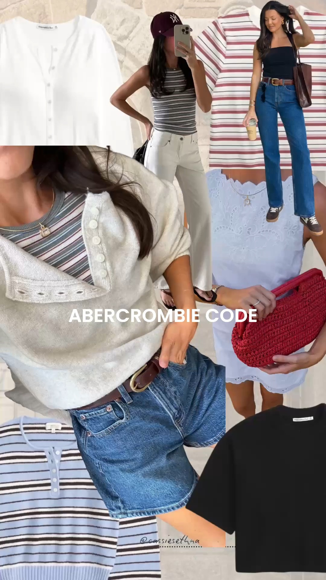 Code AFCASSIE for 15% off Abercrombie, stacks on top of the sale! I am 5’7” and wear size XS and 25 regular length in jeans! 
I wear their Curve Love in more form fitting jeans because I need the extra room in the hips, but I wear Classic style in their looser/baggy styles!