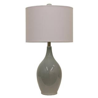 Decor Therapy Anabelle Ceramic 27 in. French Blue Table Lamp with Linen Shade TL15462 | The Home Depot