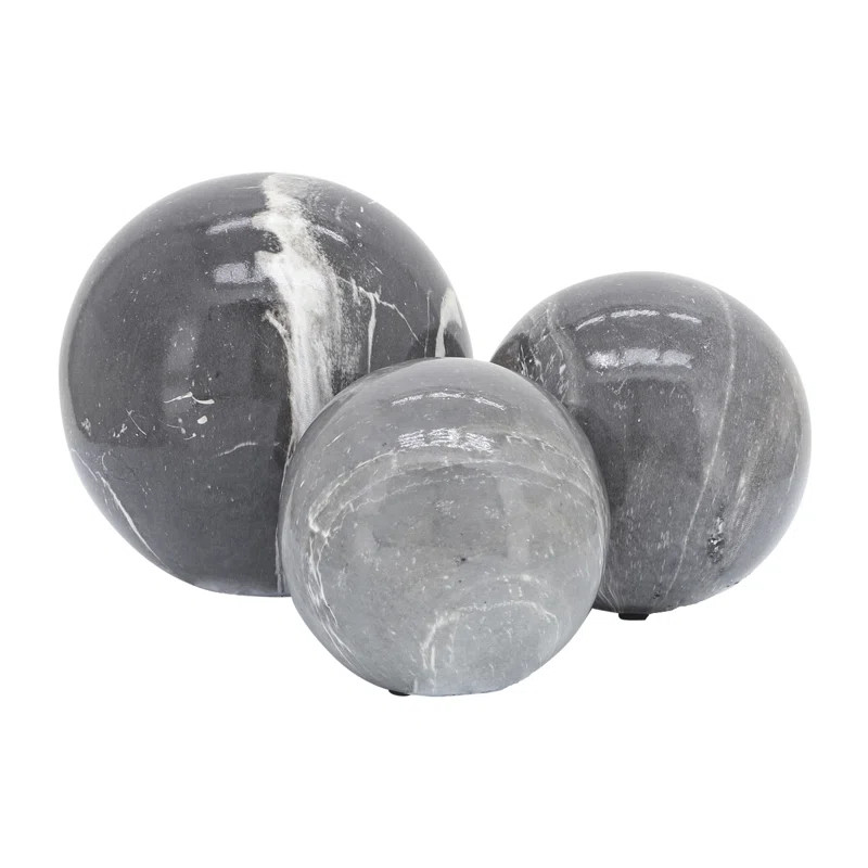 3 Piece Set Marbled Orbs - Ceramic Decorative Orbs, 4", 5" and 6" - Decorative Table Decor for Ho... | Wayfair North America