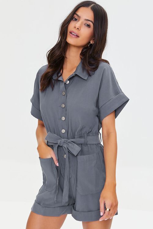 Button-Up Twill Romper | Forever 21 (US)