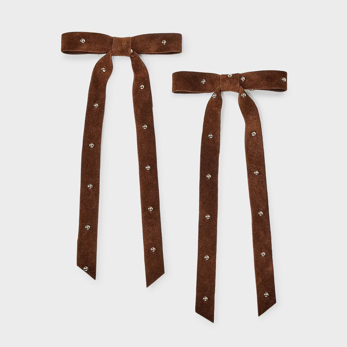Stud Suede Bow Hair Clip Set 2pk - Universal Thread™ Brown | Target