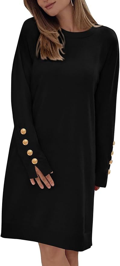 PRETTYGARDEN Womens 2023 Fall Sweater Dress Crewneck Long Sleeve Pullover Sweaters Casual Cute Lo... | Amazon (US)
