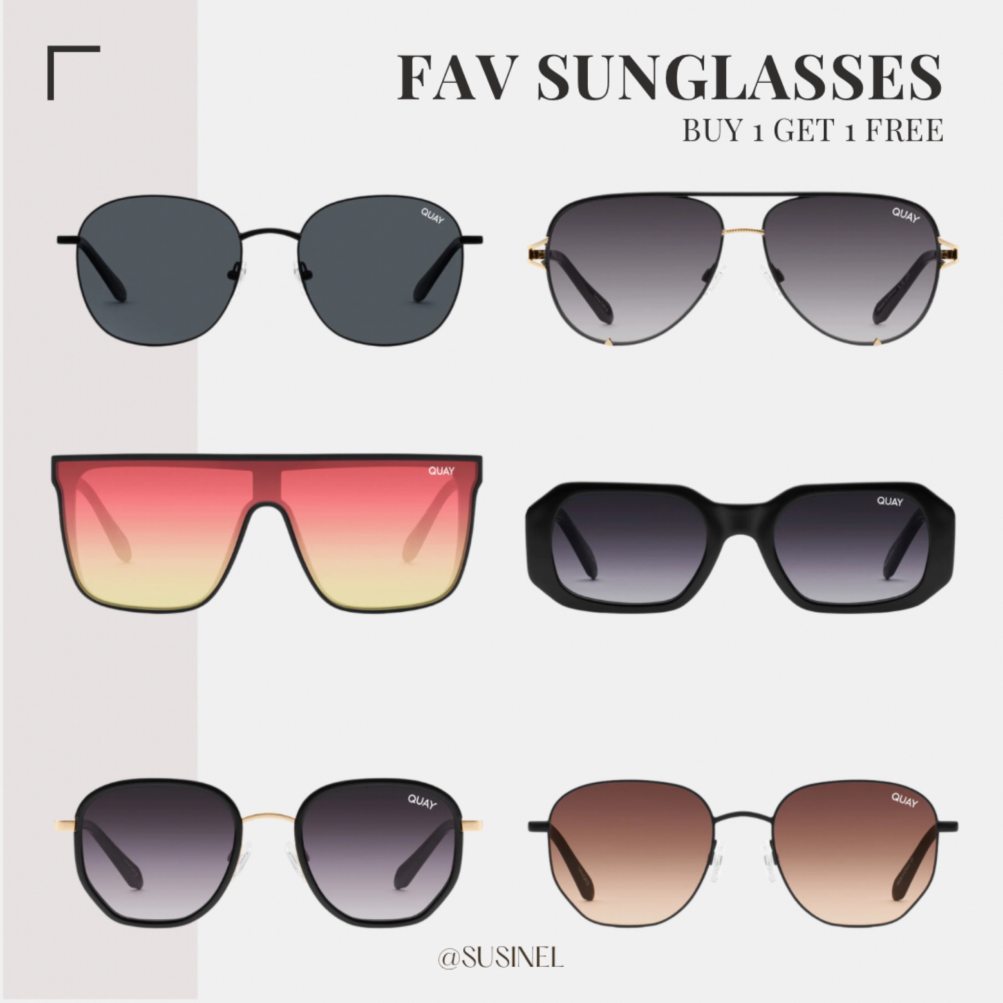 My fav sunglasses 
Buy 1 get 1 FREE


#quay #quaysunglasses 

#LTKsalealert #LTKstyletip #LTKunder50