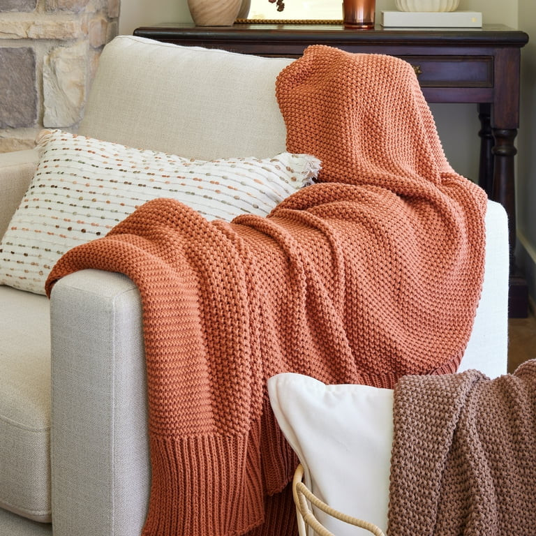 Better Homes & Gardens Copper Cotton-Blend Chunky Knit Throw, 50" x 60", 2.3 lb, All Ages - Walma... | Walmart (US)