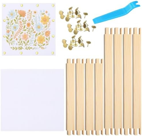 Threehoney 50 Pcs Needlepoint Stretcher Bars Kit 2 Sizes Wooden Stretcher Bars Thumb Tacks and Wh... | Amazon (US)