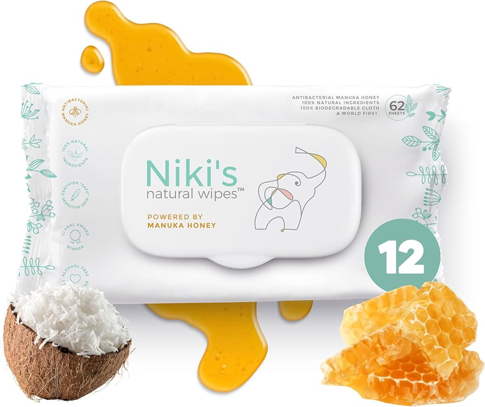 Niki's Natural Baby Wipes | Sensitive Organic Baby Wipes | Made with Manuka Honey and Coconut Oil... | Amazon (US)