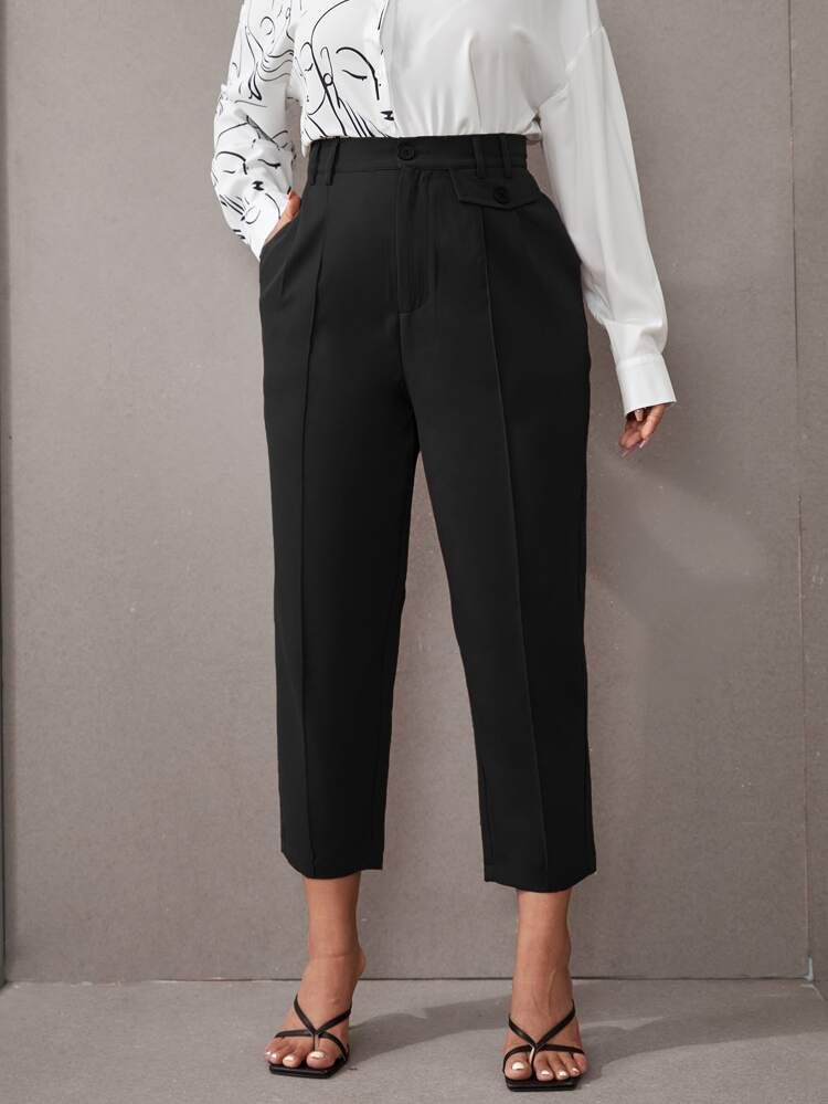 Plus Solid Crop Carrot Pants | SHEIN