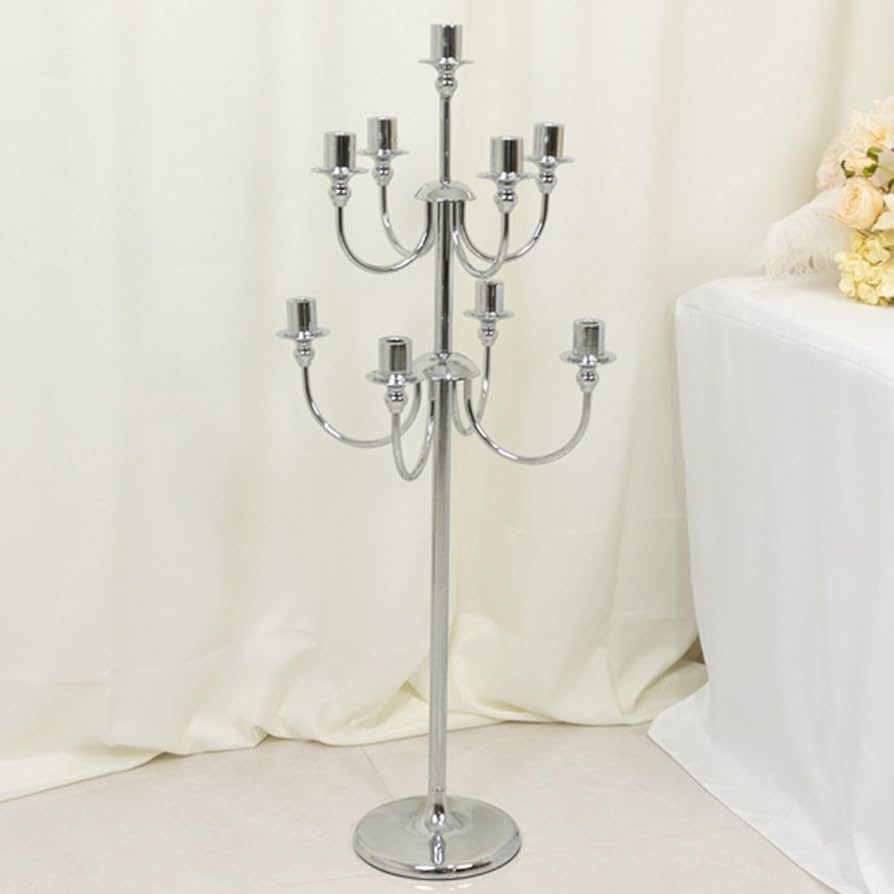 Efavormart 9-Arm Silver Metal Floor Candelabra Candle Holder, Vintage Classic Taper Candlestick S... | Amazon (US)
