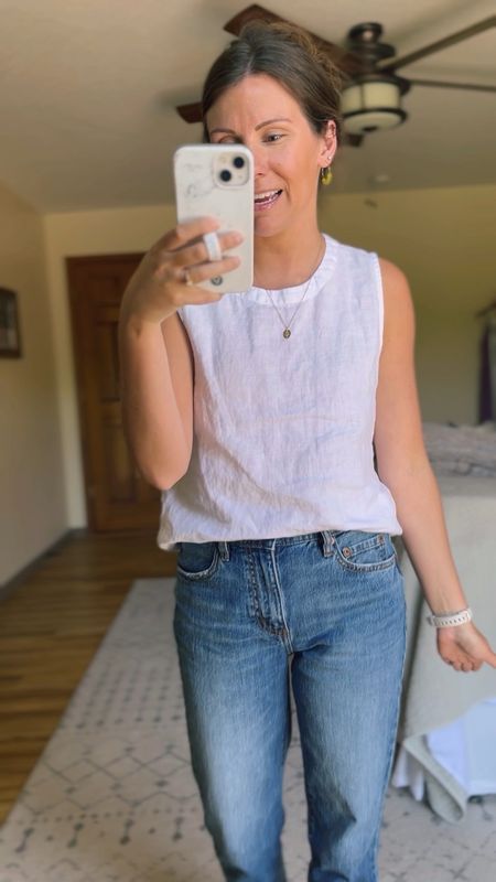 Wearing a size xs in white in the linen tank and true size 25 in the jeans— they have stretch to them so you could potentially size down. Also linked a similar pair from the same brand bc mine are almost sold out. 



#LTKFindsUnder50 #LTKStyleTip #LTKFindsUnder100