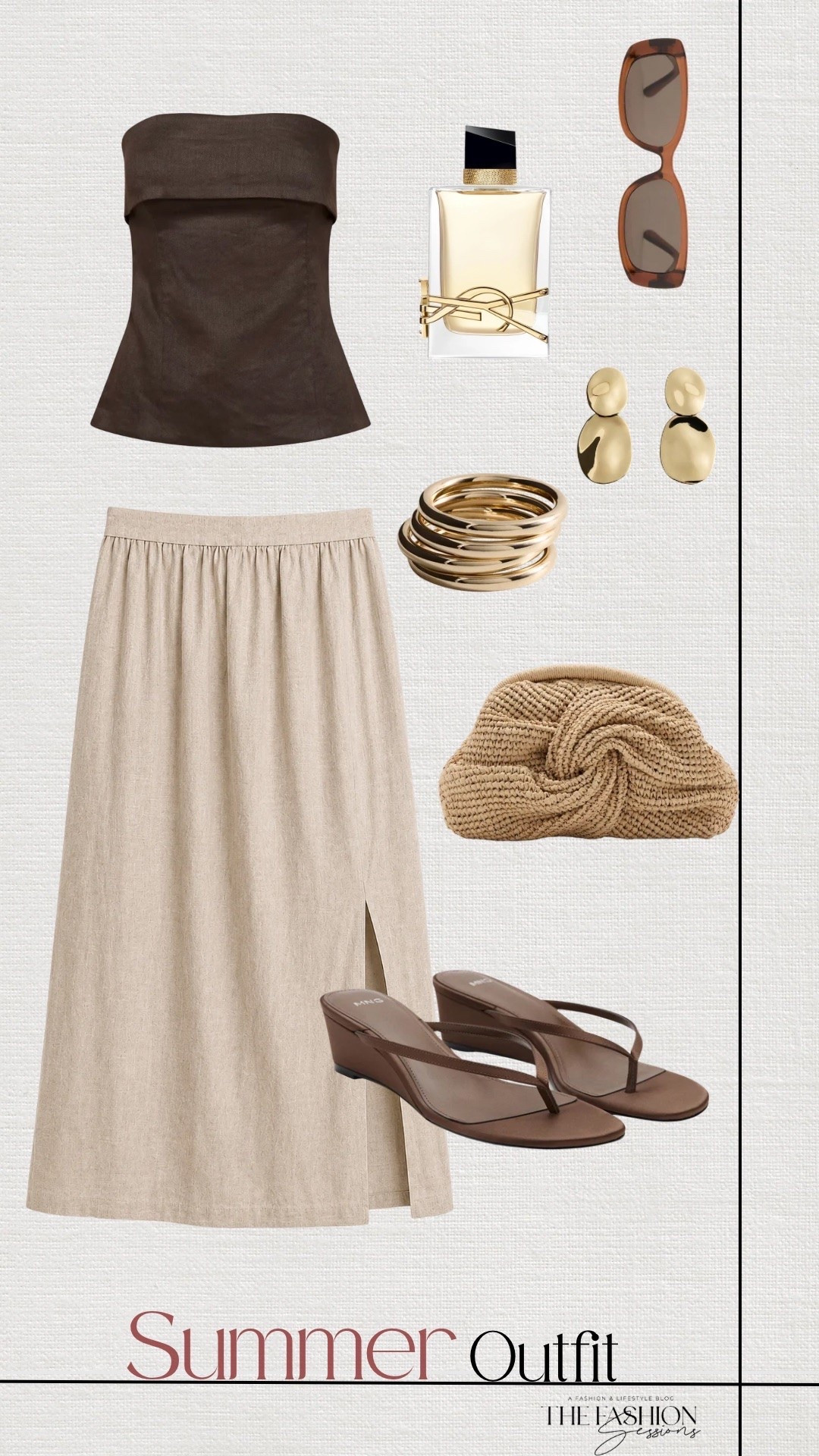 Summer Outfit | Linen Outfit | Linen Top | Linen Skirt | Brown Wedge Sandals | Woven Clutch Bag |

#LTKSeasonal #LTKootd