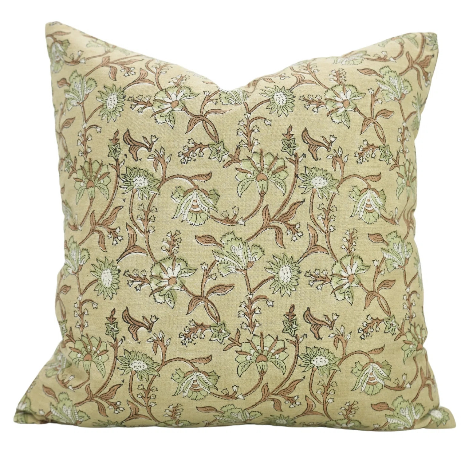 Fabdivine linen blend pillowcase cushion cover, throw, block print (vishal pushp, blue) 20"x20 | Wayfair North America