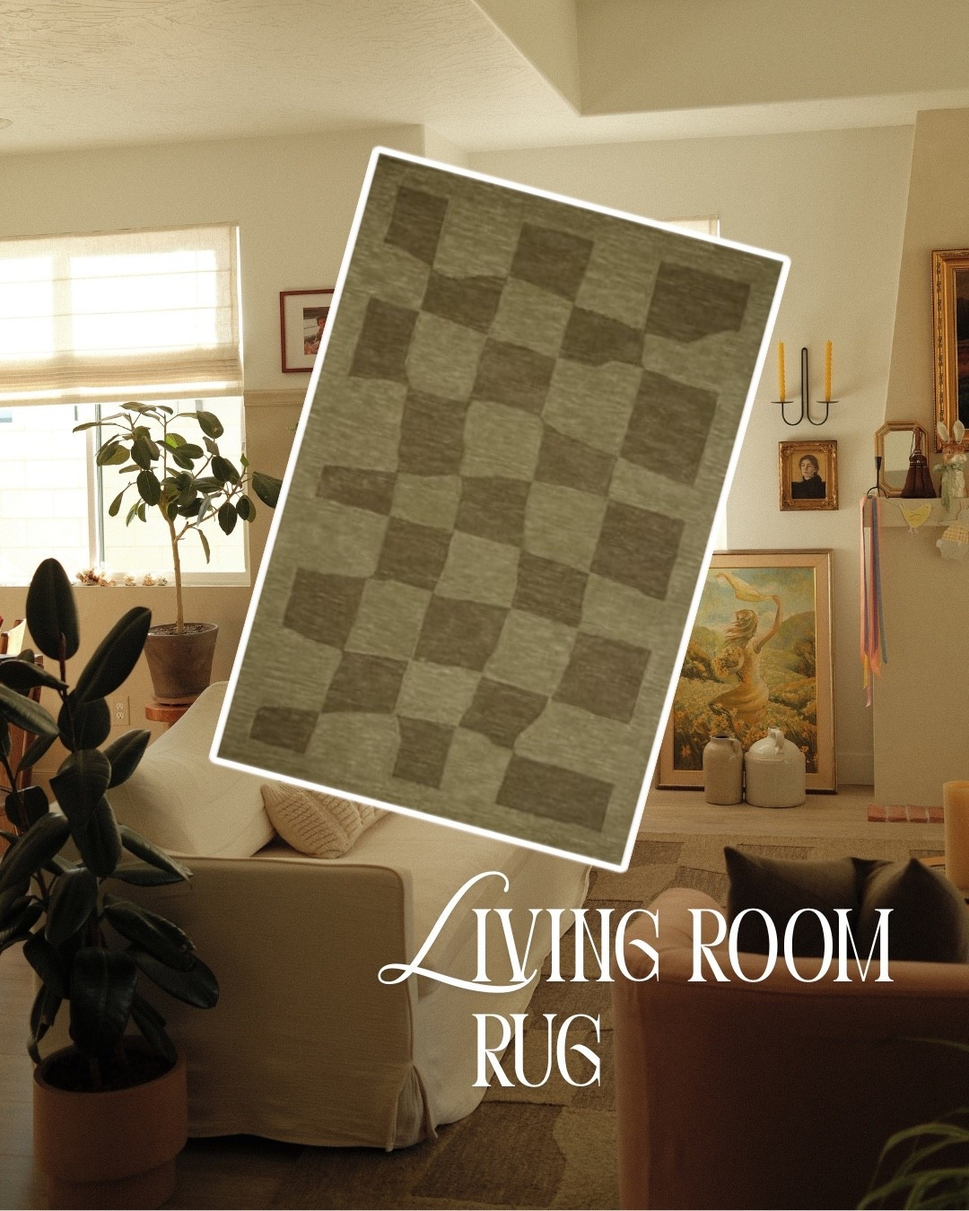 Living room rug! Love the darker color for the kiddos and pup but kept things funky with the checkered pattern ✮⋆˙𖦹

#LTKHome