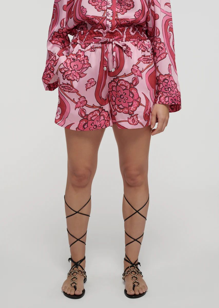 Belen Paperbag Shorts - Pink Multi | Derek Lam