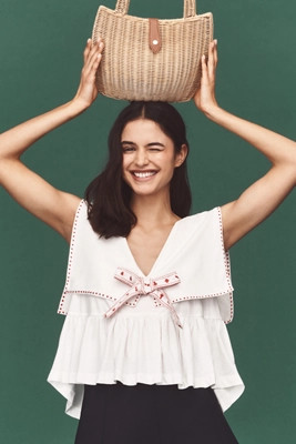 Bali Woven Wicker Basket Bag | Anthropologie (US)