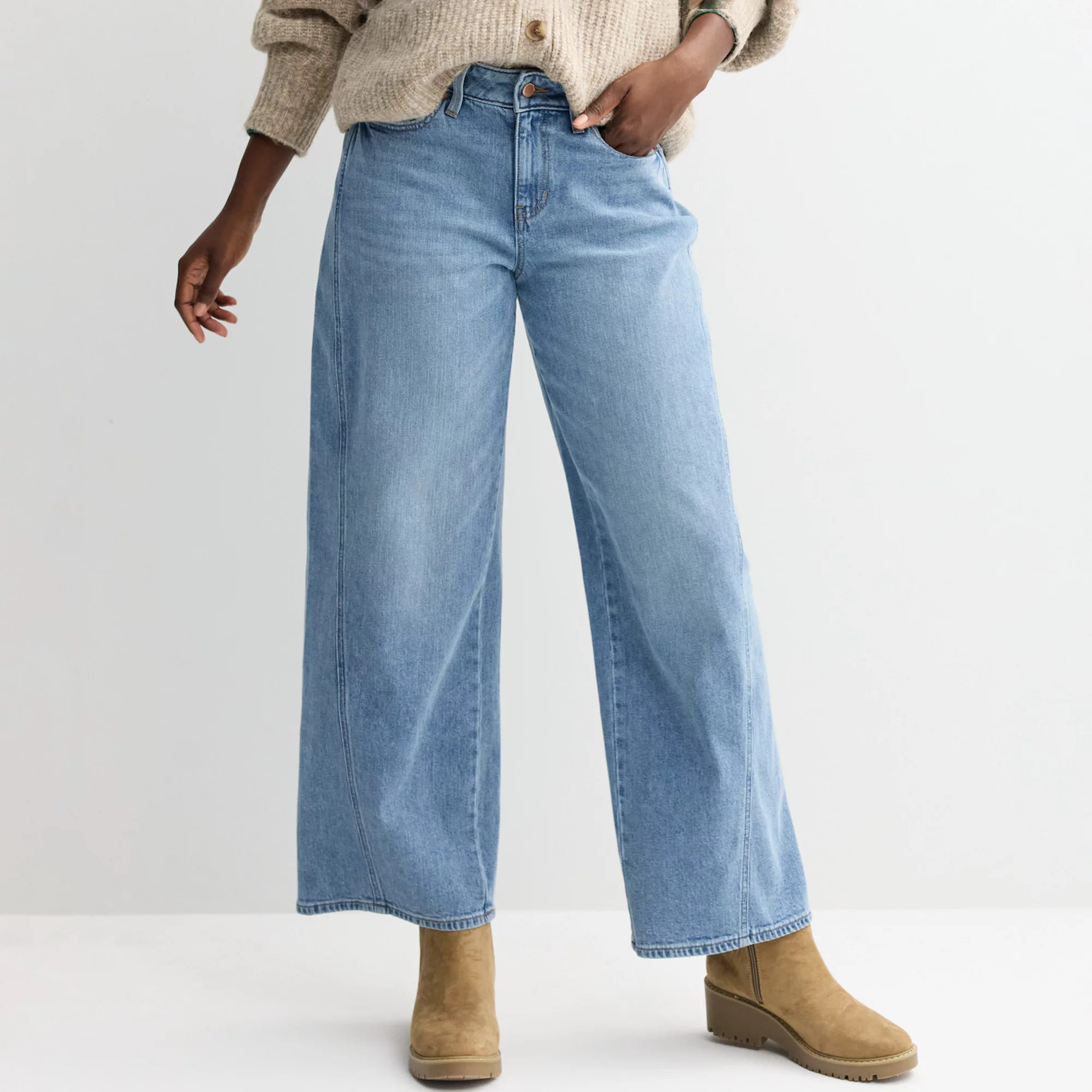 Women's Sonoma Goods For Life® Mid Rise Wide Leg Seamed Jeans | Kohl's