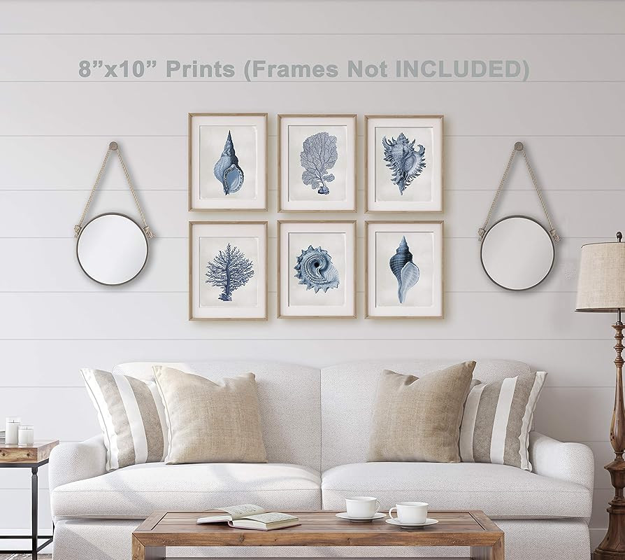 Vintage Shell Prints, Beach House Art, Coastal Art, Prints and Canvas, Coral Print, Illustration,... | Amazon (US)