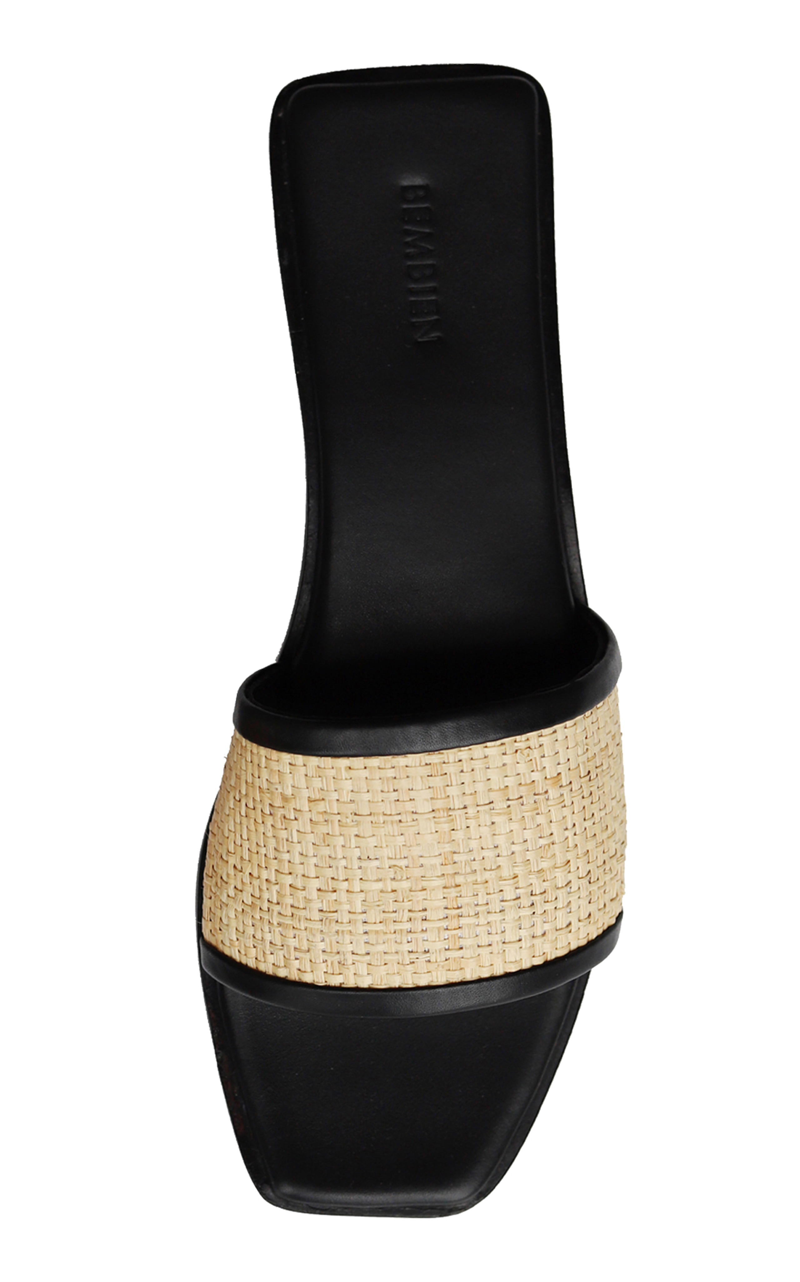 Ona Leather-Trimmed Raffia Slides | Moda Operandi (Global)