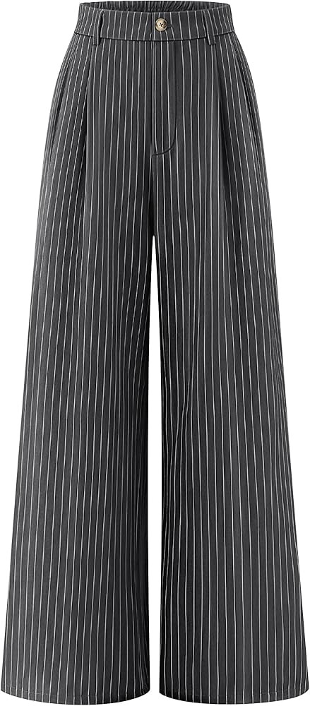 ZESICA Women's Wide Leg Striped Palazzo Pants 2026 Casual High Waist Straight Business Work Dress... | Amazon (US)