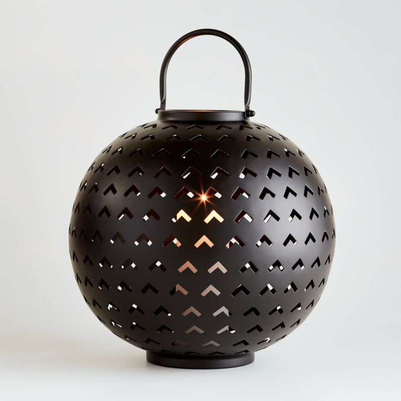Maeve Black Metal Orb Lantern + Reviews | Crate and Barrel | Crate & Barrel