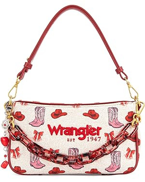 Wrangler Rodeo Icons Shoulder Bag Designer Y2K Clutch Purse Western Hobo Handbag with Chain Strap | Amazon (US)