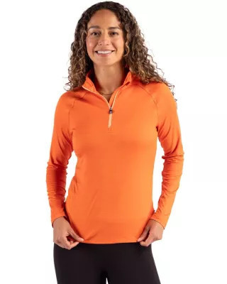 Cutter & Buck Coastline Epic Comfort Recycled Womenâs Quarter Zip, Orange, Small | Belk