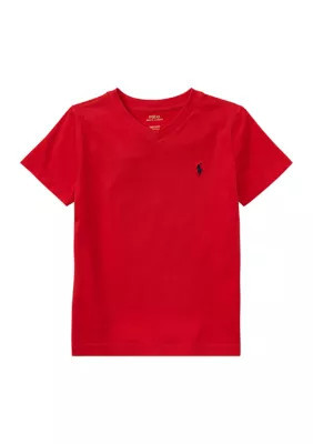 Ralph Lauren Childrenswear Boys 4-7 Cotton Jersey V-Neck T-Shirt, Red, 6 | Belk