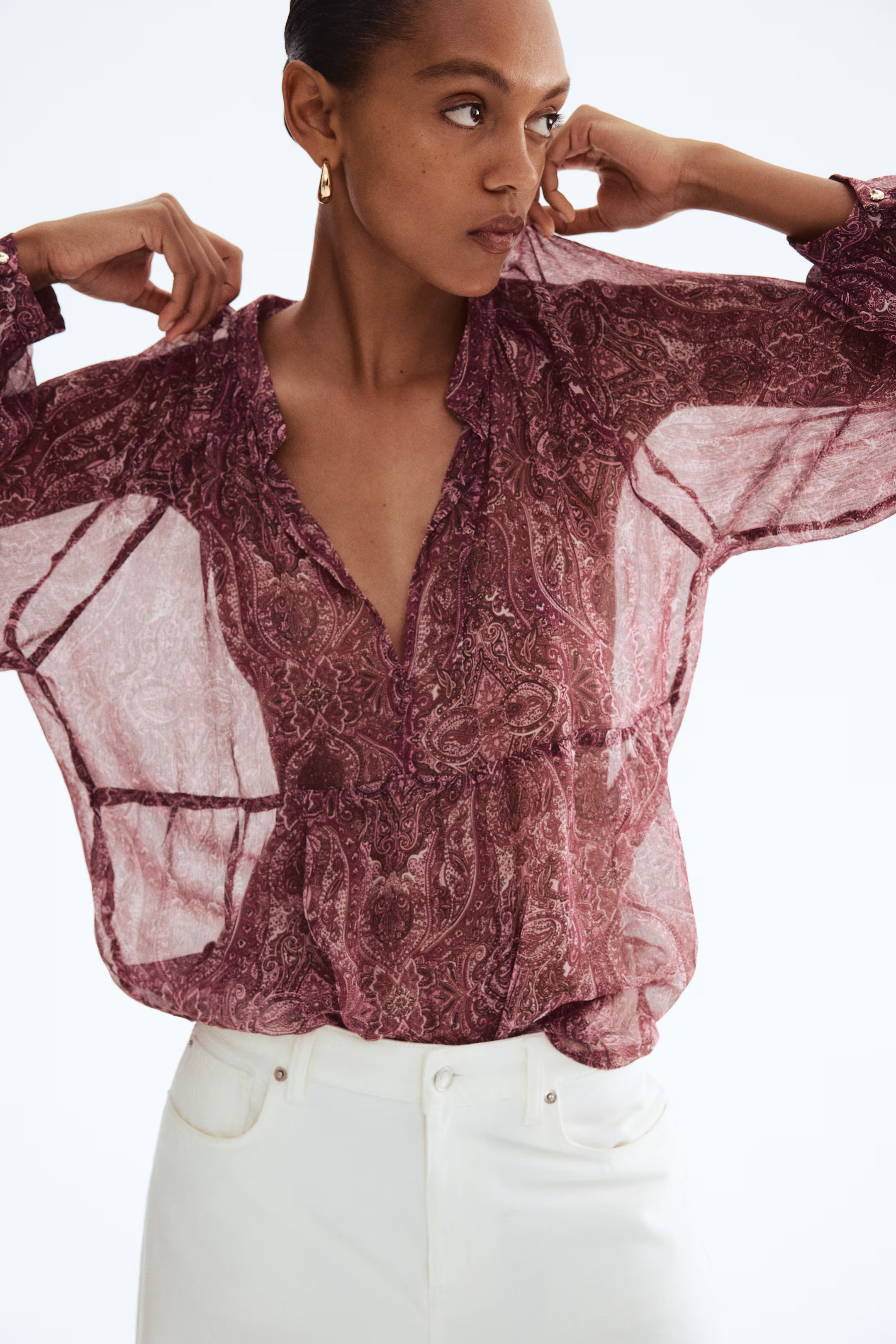 Patterned chiffon blouse | H&M (US + CA)