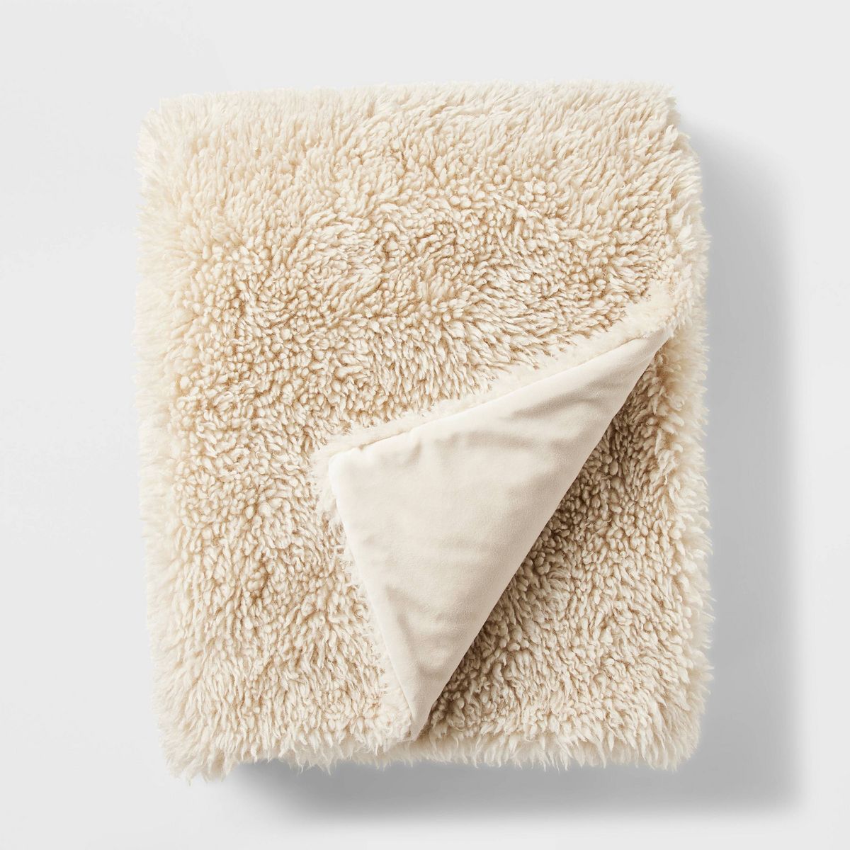 Faux Fur Plush Reverse Throw Blanket Cream - Threshold™ designed with Studio McGee | Target