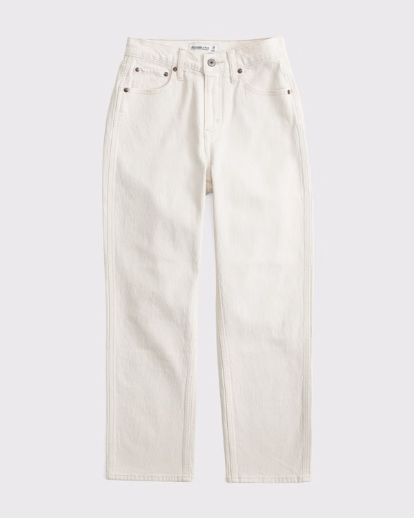 Women's High Rise Cropped Straight Jean | Women's Bottoms | Abercrombie.com | Abercrombie & Fitch (US)