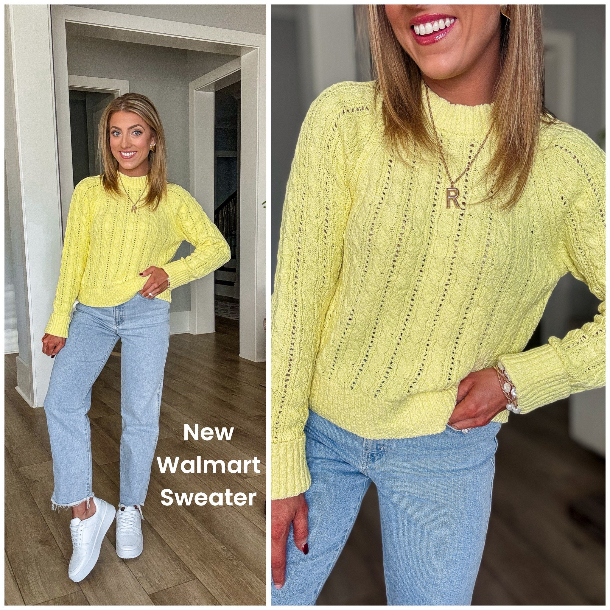 New Walmart Sweater I’m Loving 💛✨

This new Walmart sweater is so good — insanely soft with the prettiest textured knit detail that makes it feel much more elevated than the price. I’m especially loving this yellow color for spring and early summer, but it’s an easy neutral when styled with denim. Best part? It’s under $30 and looks like something you’d find at a boutique.

I styled it head-to-toe Walmart with classic jeans and everyday sneakers — both under $20 — for an effortless, polished-casual outfit that works for school drop-off, errands, brunch, or everyday mom life.

✨ Ultra-soft knit
✨ Gorgeous textured detail
✨ Under $30
✨ Jeans + sneakers under $20

#WalmartFashion #WalmartFinds #WalmartStyle #WalmartSweater #AffordableFashion #SpringStyle #EverydayOutfits #CasualStyle #MomStyle #LTKFinds