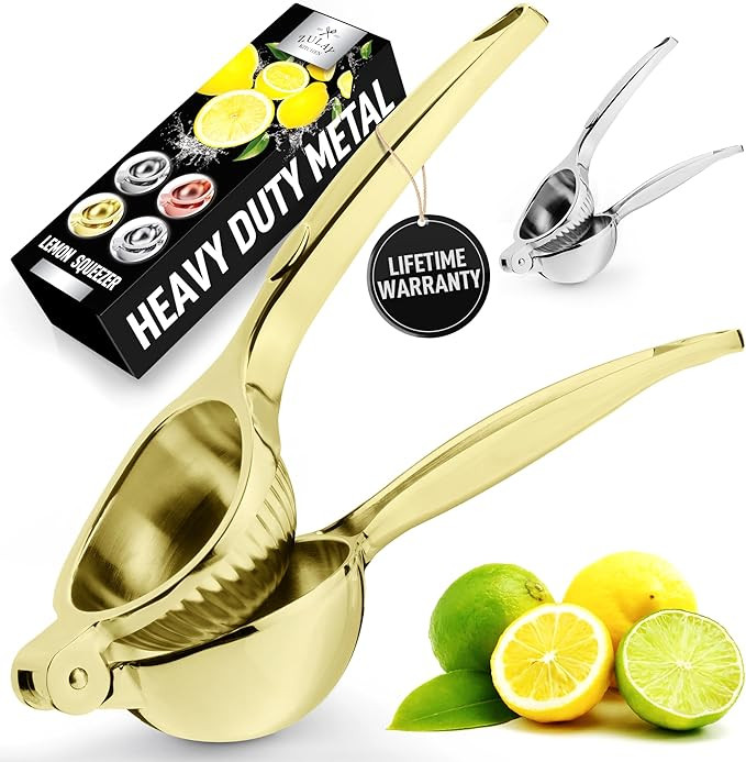 Zulay Kitchen Metal Lemon Squeezer - Easy to Use Lemon Juicer - Easy to Clean Lime Squeezer - Stu... | Amazon (US)