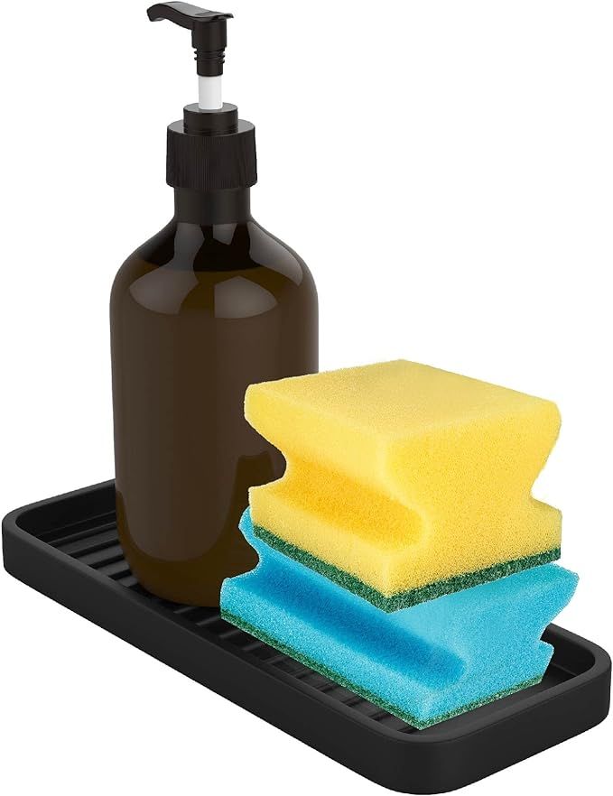 e/HouseStyles : Kitchen Sponge Holder Tray - w/ Soap Dispenser | Serves as Kitchen Sink Organizer... | Amazon (US)