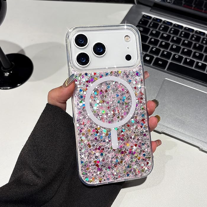 UEEBAI Glitter Case Magnetic for iPhone 17 Pro Max Case, Luxury Shiny Bling Sparkly Phone Cover C... | Amazon (US)