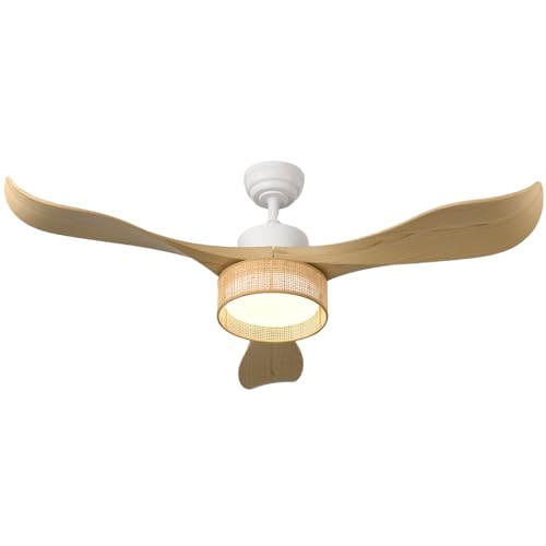 Eamonex 52 inches LED Bamboo DC Ceiling Fan with Light Fixture and Remote Control,Boho Wooden Boh... | Amazon (US)