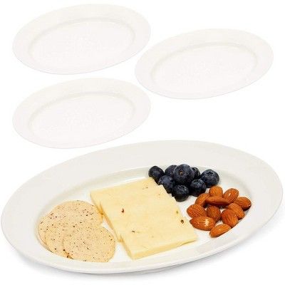Juvale 4 Pack 10" Porcelain Ceramic Serving Platters, Oval, White, 9.6 x 6.5 in. | Target