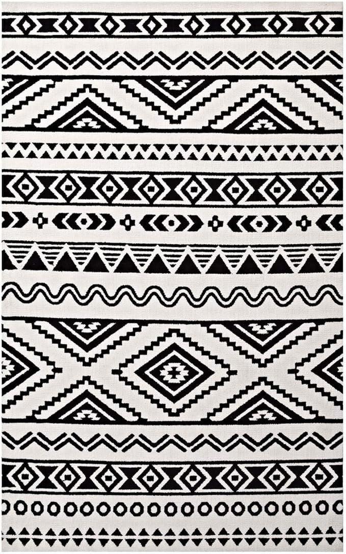 Modway Haku Geometric Moroccan Tribal 5x8 Area Rug With Contemporary Design In Black and White | Amazon (US)
