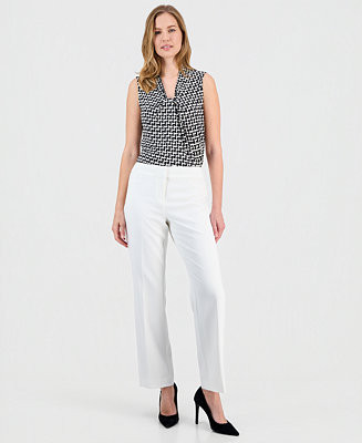 Kasper Women's Stretch Crepe High-Rise Straight Pants, Regular & Petite - Macy's | Macy's