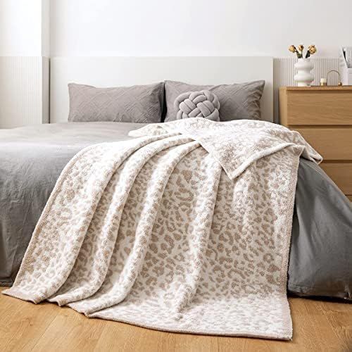 Micro Plush Large Leopard Blanket (71x78 inch, Khaki) MH MYLUNE HOME Ultra Soft & Warm Reversible Ch | Amazon (US)