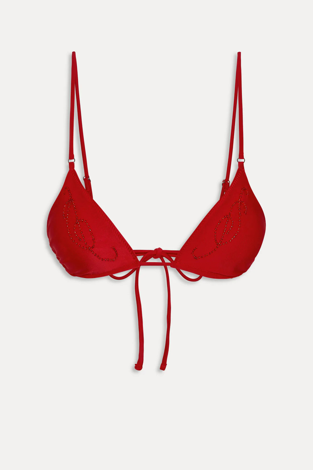 x JENNIE Elena Beaded Bikini Top - Classic Red | Frankies Bikinis