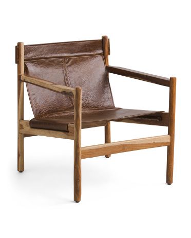 Genoa Full Grain Leather Sling Chair | TJ Maxx