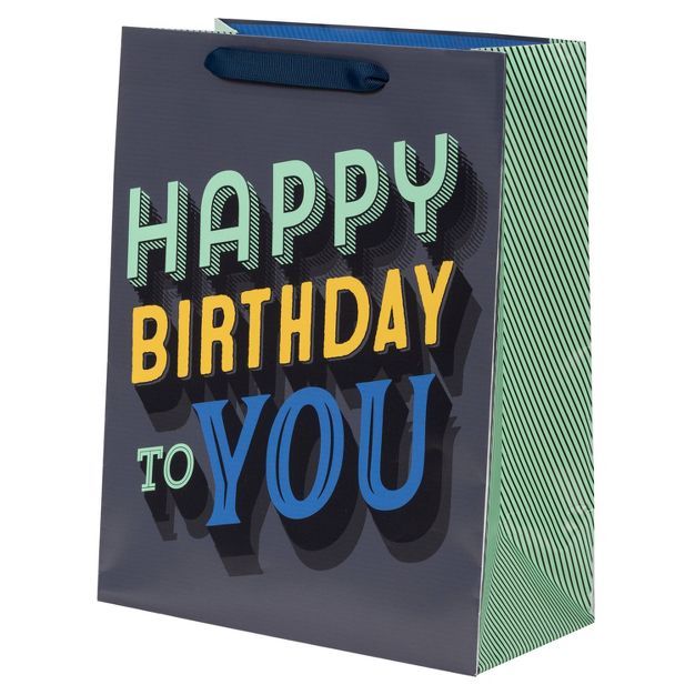 Medium 'Happy Birthday To You' Gift Bag Black/Gray - Spritz™ | Target