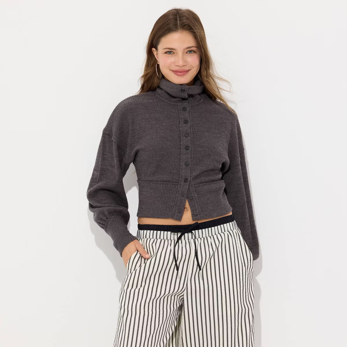 Women's Ribbed Brushed Button Cardigan - Wild Fable™ | Target