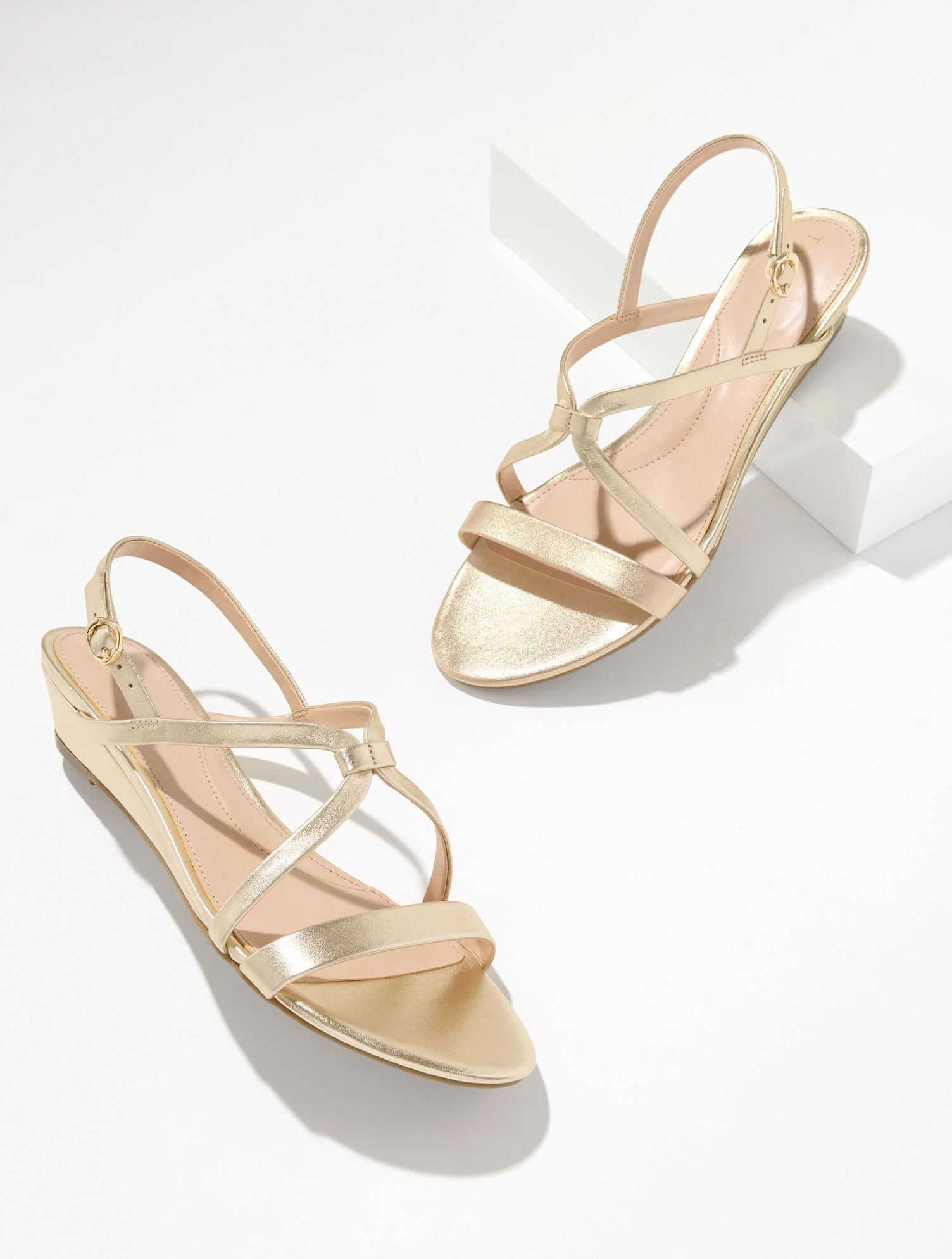 Capri Metallic Leather Wedge Sandals | Talbots